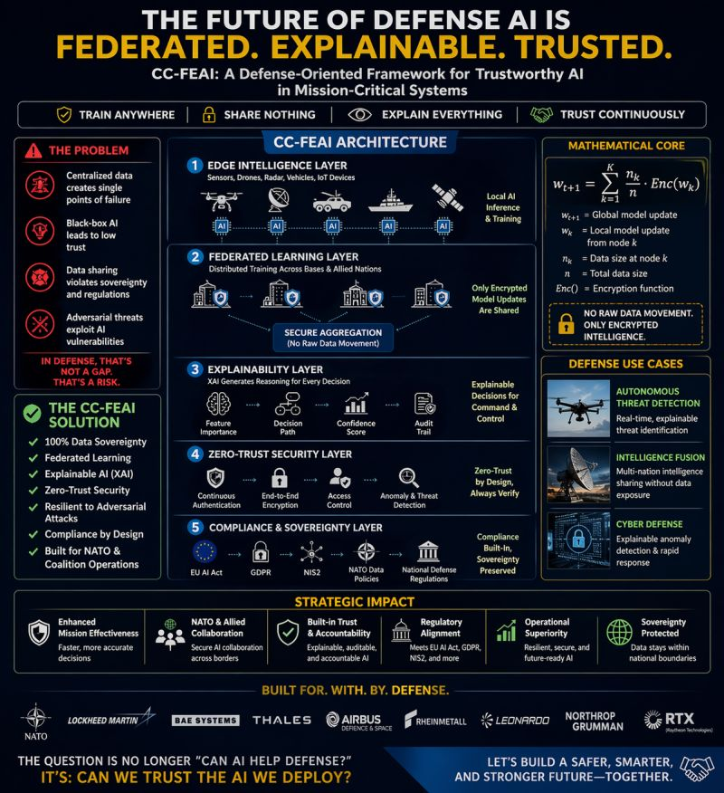 CC-FEAI defense-oriented framework for trustworthy AI in mission-critical systems infographic