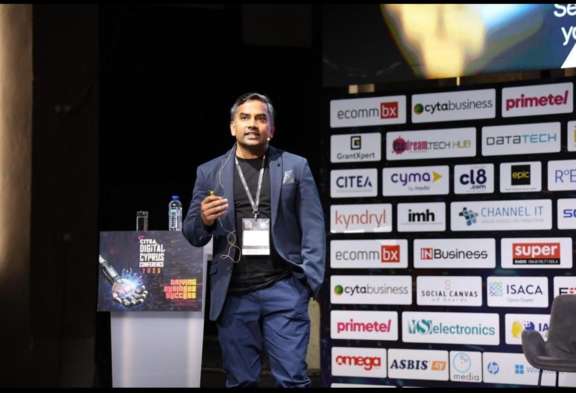 Jami Kiran speaking at the CITEA Digital Cyprus Conference 2025
